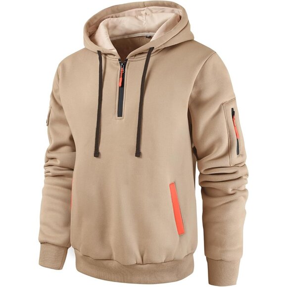 Men's Hoodies Casual Pullover Hooded Sweatshirt Long Sleeve Quarter Zip Hoody To - Picture 1 of 7